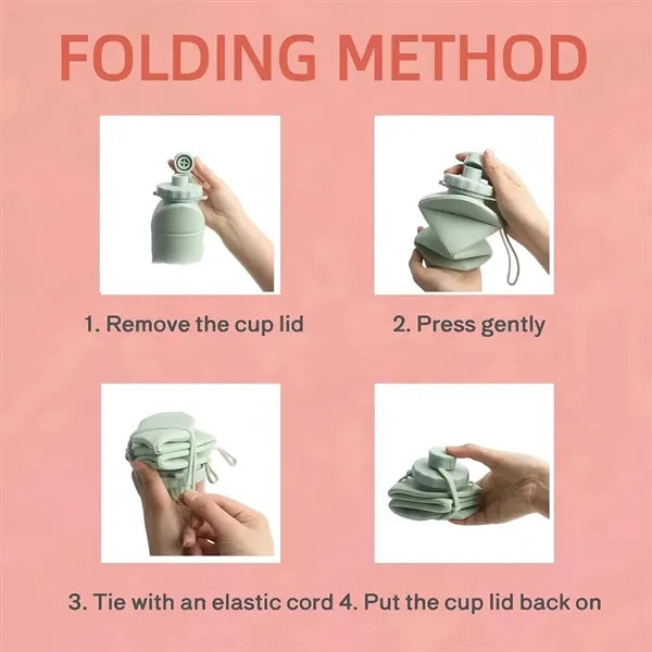 20oz Collapsible Silicone Travel Water Bottle Foldable Cup