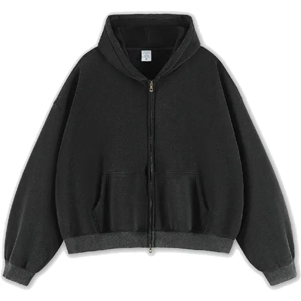 380G Fleece Fabric Double Zipper Hooded Sweatshirt