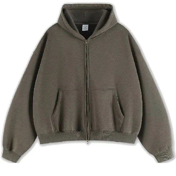 380G Fleece Fabric Double Zipper Hooded Sweatshirt