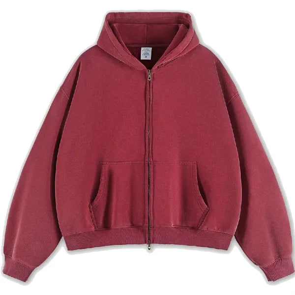 380G Fleece Fabric Double Zipper Hooded Sweatshirt
