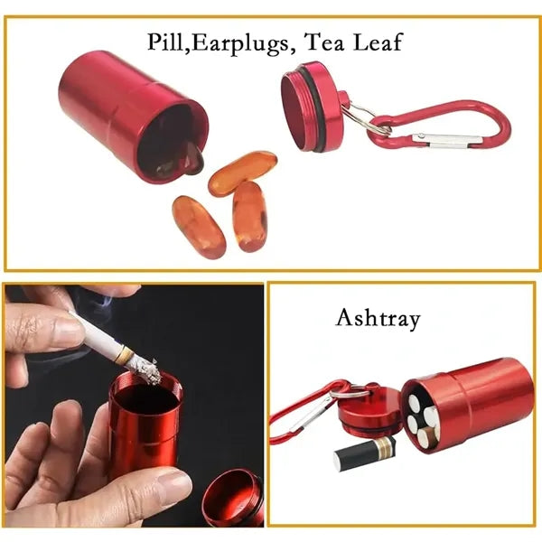 Travel Pill Holder Ashtray Portable Store Metal Bottle