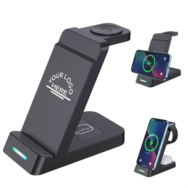 3-In-1 Wireless Charging Stand With Phone Holder Dock