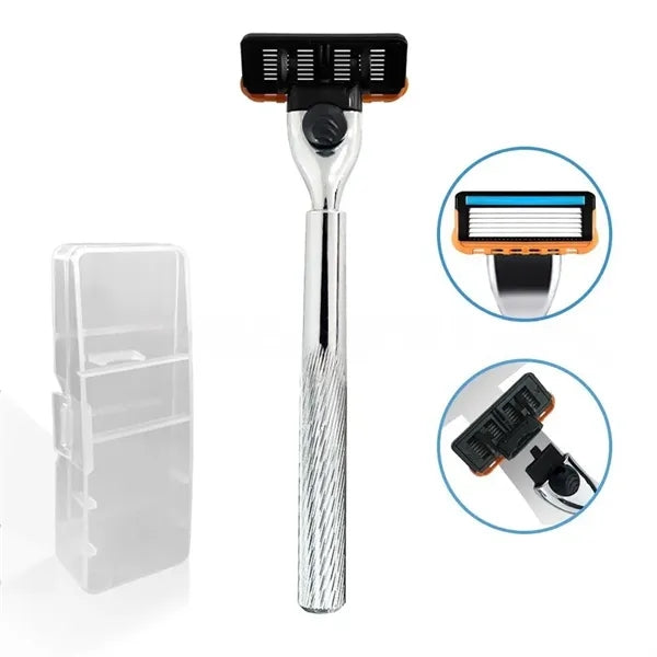 Metal Handle Manual Shaver 6 Layer Replaceable Blade Razor