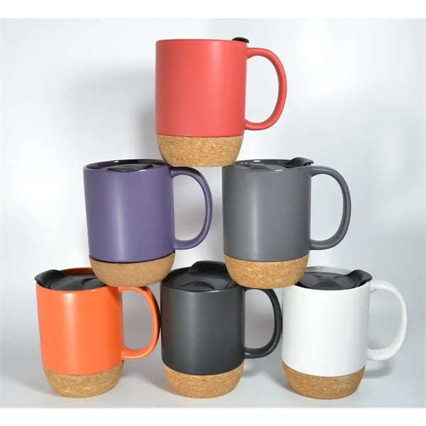 16OZ Anti spill Cork Bottom Ceramic Coffee Cup