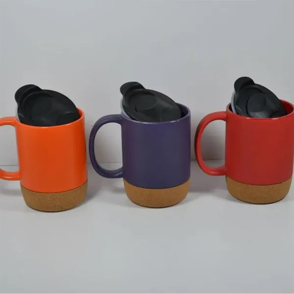 16OZ Anti spill Cork Bottom Ceramic Coffee Cup