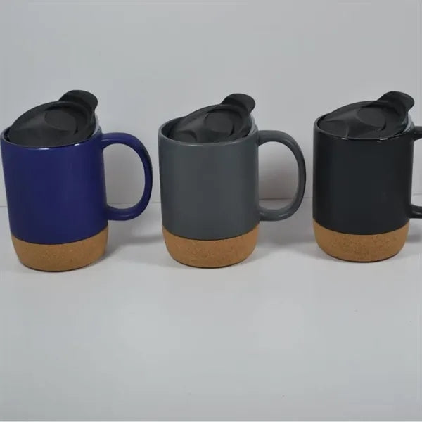 16OZ Anti spill Cork Bottom Ceramic Coffee Cup