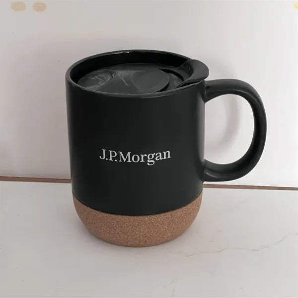 16OZ Anti spill Cork Bottom Ceramic Coffee Cup