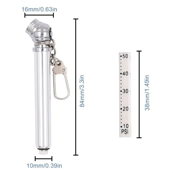 Mini Chain Equipped Portable Tire Pressure Gauge