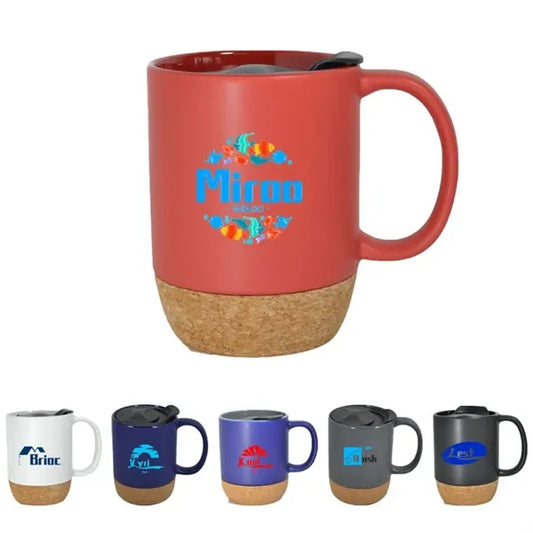 16OZ Anti spill Cork Bottom Ceramic Coffee Cup
