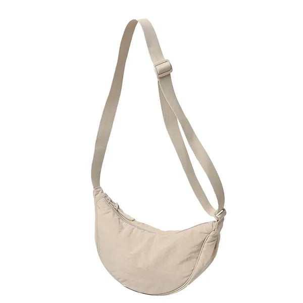 Versatile Nylon Half Moon Sling Bag For Campus Walking Tour
