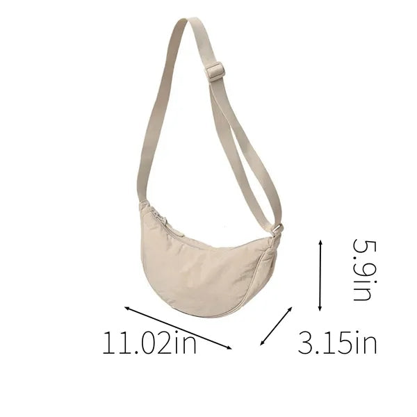 Versatile Nylon Half Moon Sling Bag For Campus Walking Tour
