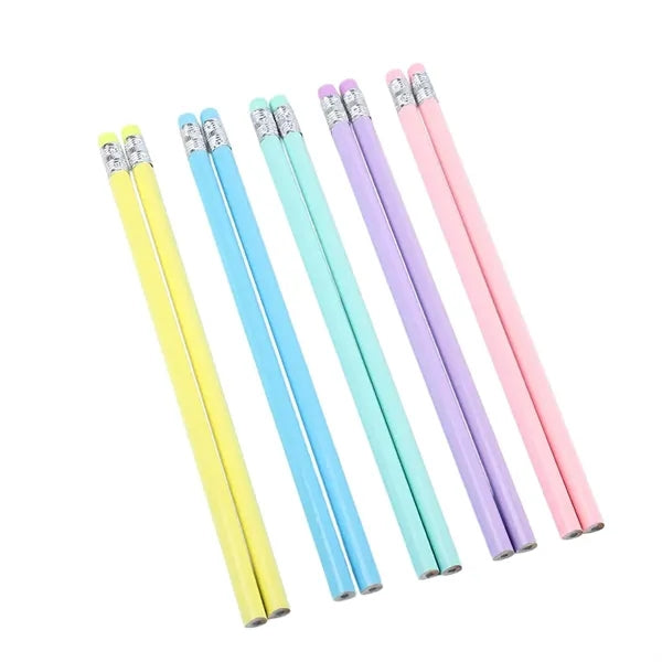 Wooden Macaron Triangular Pencil With Rubber Head