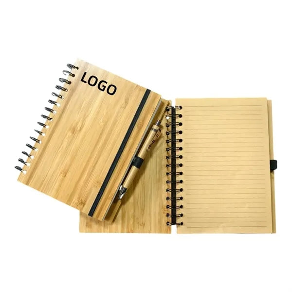 Eco-Friendly Bamboo Spiral Notebook with Pen