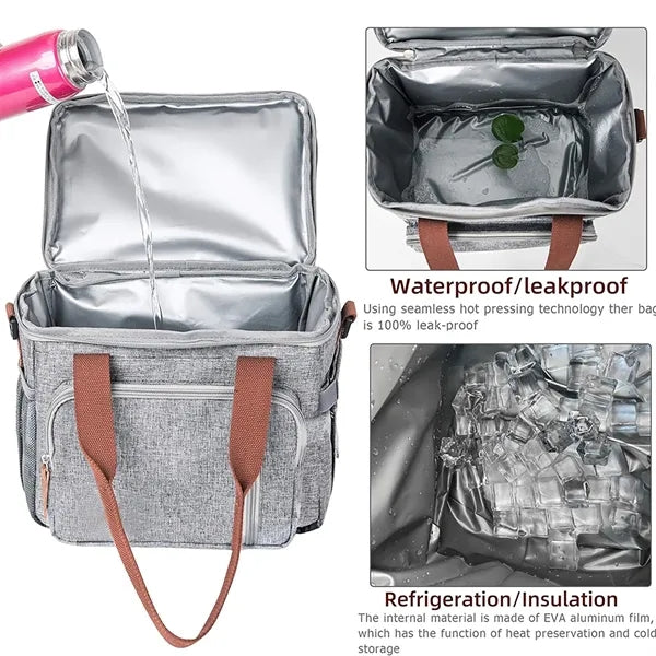 Leakproof Double Deck Lunch Box Cooler Tote Bag