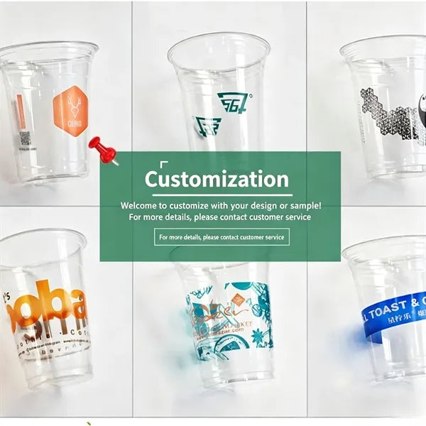Transparent PET Cold Drink Cup Custom Logo Disposable Bevera