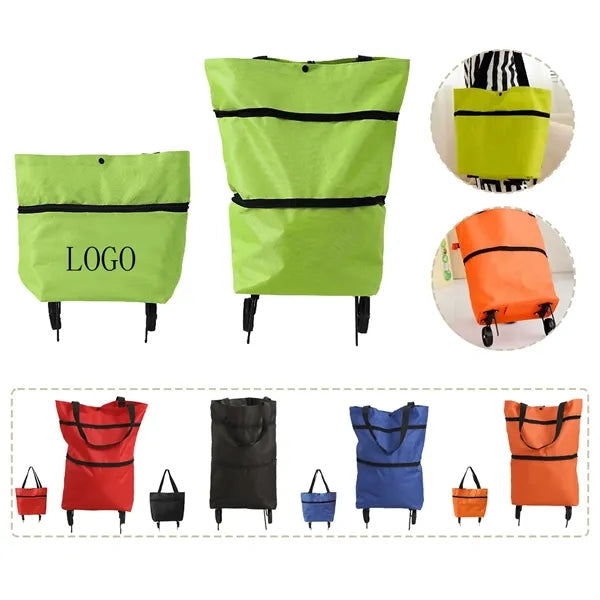 2 in 1 Folding Shopping Cart Lightweight Wheeled Travel Bag