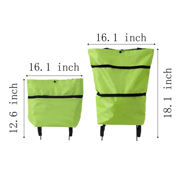 2 in 1 Folding Shopping Cart Lightweight Wheeled Travel Bag