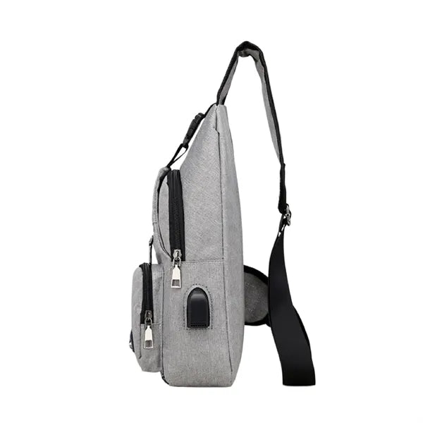 USB Sling Bag Water Resistant Crossbody Chest Pack