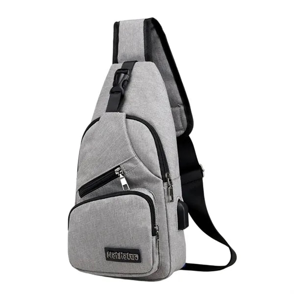 USB Sling Bag Water Resistant Crossbody Chest Pack