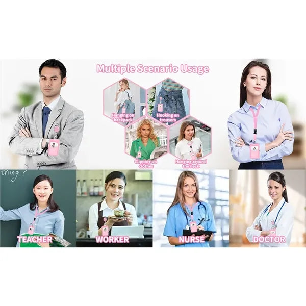 ID Badge Holder & Retractable Reel Clip With Lanyard