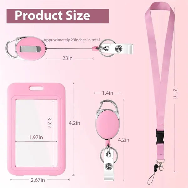 ID Badge Holder & Retractable Reel Clip With Lanyard