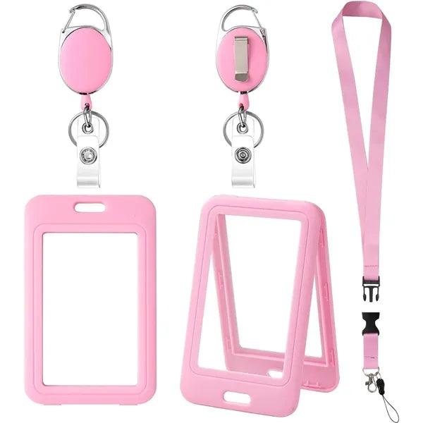 ID Badge Holder & Retractable Reel Clip With Lanyard