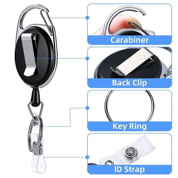 ID Badge Holder & Retractable Reel Clip With Lanyard