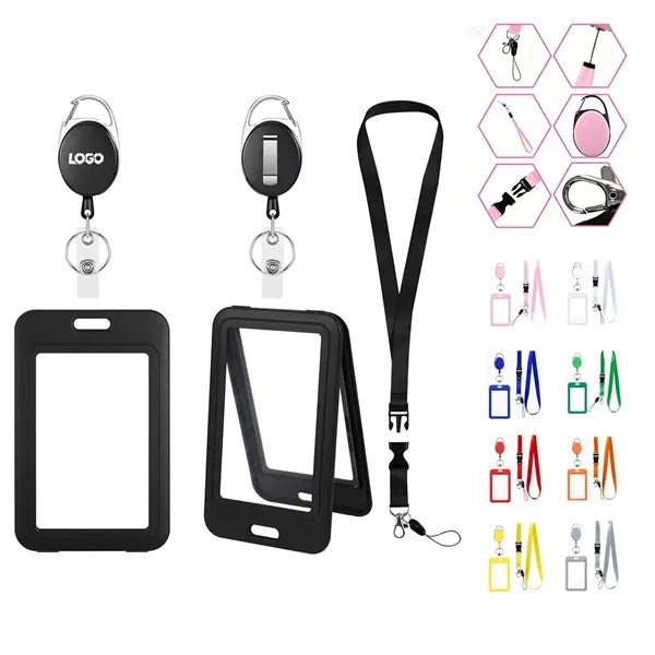 ID Badge Holder & Retractable Reel Clip With Lanyard