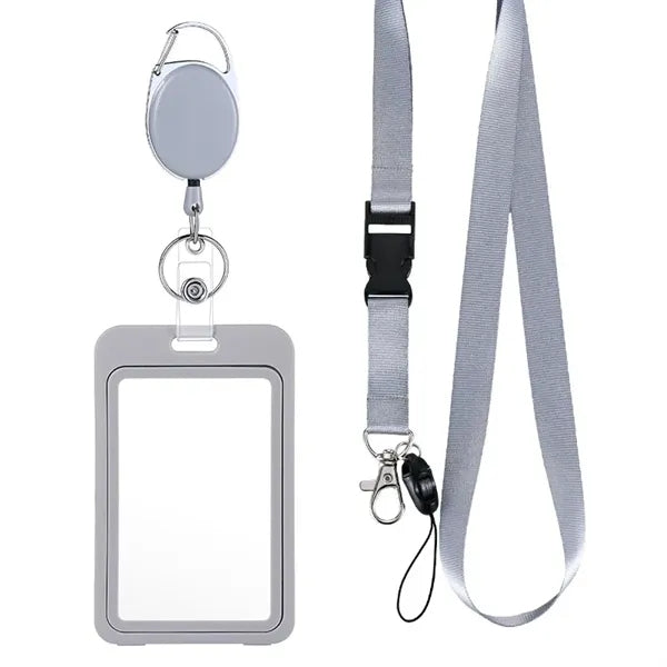 ID Badge Holder & Retractable Reel Clip With Lanyard