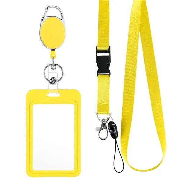 ID Badge Holder & Retractable Reel Clip With Lanyard