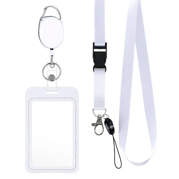 ID Badge Holder & Retractable Reel Clip With Lanyard