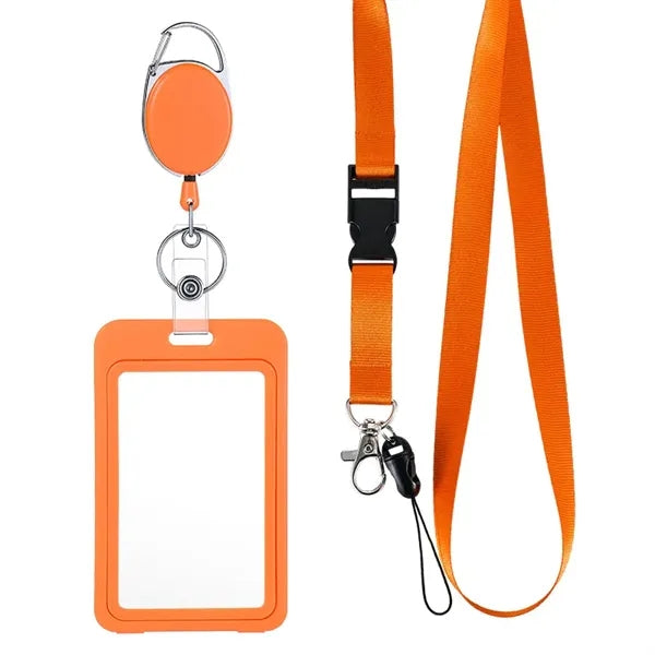 ID Badge Holder & Retractable Reel Clip With Lanyard