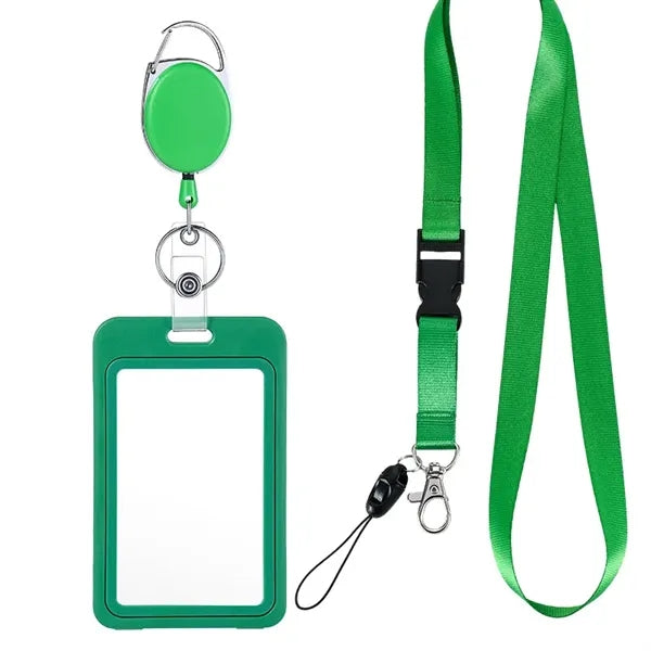 ID Badge Holder & Retractable Reel Clip With Lanyard