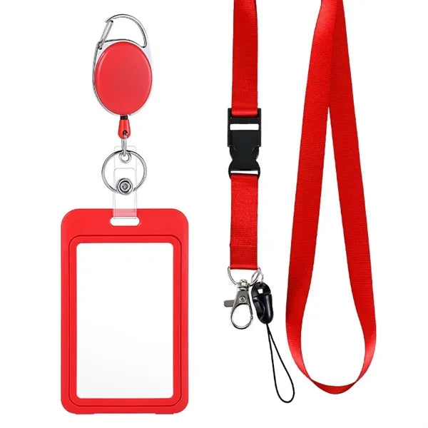 ID Badge Holder & Retractable Reel Clip With Lanyard