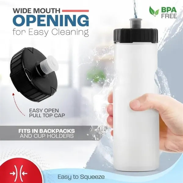 24 oz Sports Water Bottle With Plastic Lifter Cap