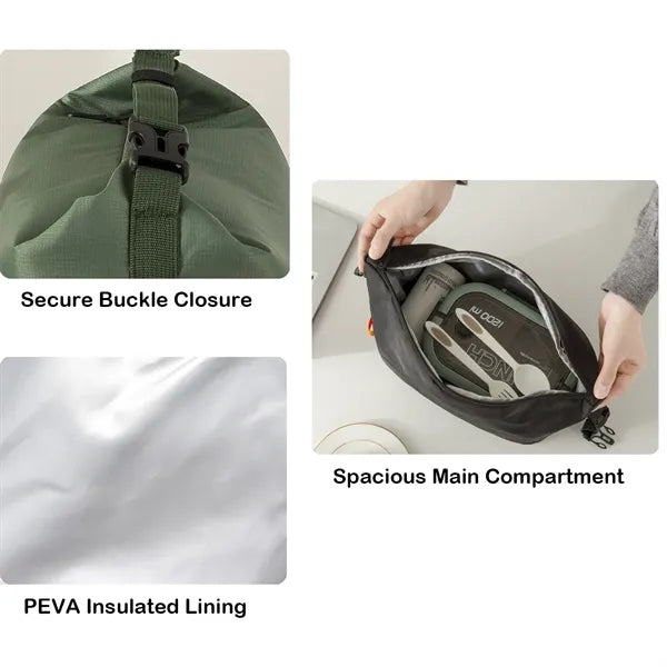 Foldable PEVA Insulated Lunch Cooler Bag with Buckle Handle