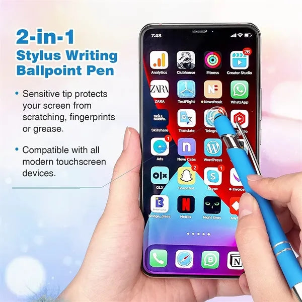 2 In 1 Stylus Ballpoint Touchscreen 0.5mm Black Ink Gift