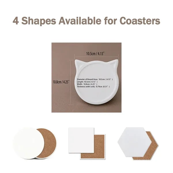 Full Color Ceramic Absorbent Drink Coaster 4 inch Cup