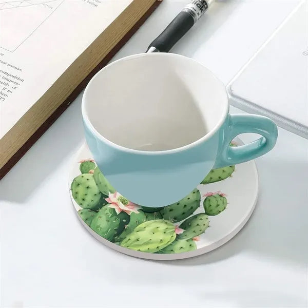Full Color Ceramic Absorbent Drink Coaster 4 inch Cup