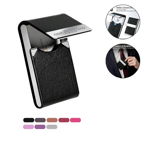 Business Card Holder Leather Steel Magnetic Slim Meeting