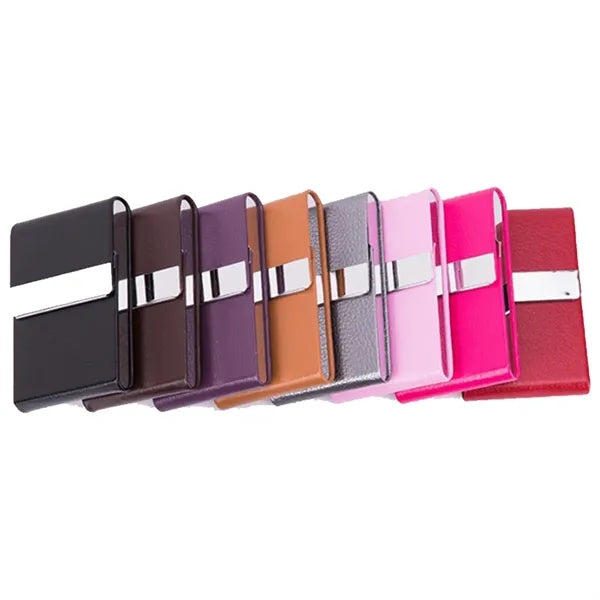 Business Card Holder Leather Steel Magnetic Slim Meeting