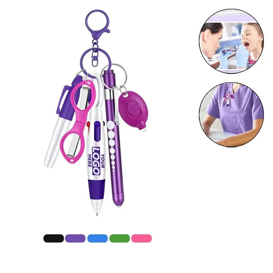 6in1 Retract Ballpoint Flashlight Scissors Marker Nurse