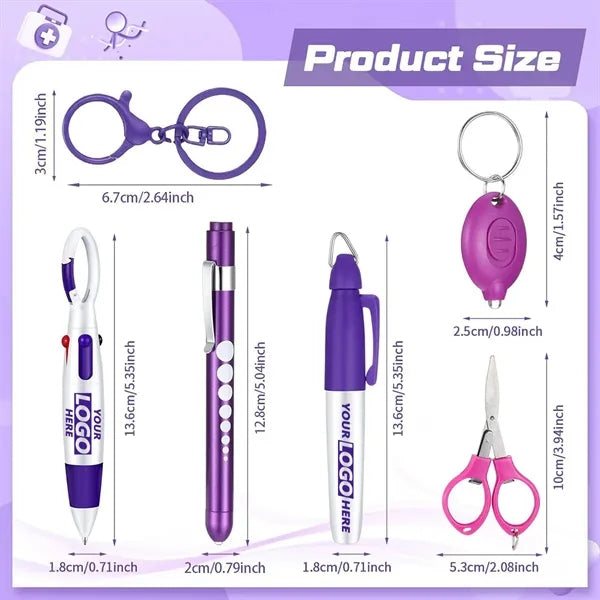 6in1 Retract Ballpoint Flashlight Scissors Marker Nurse