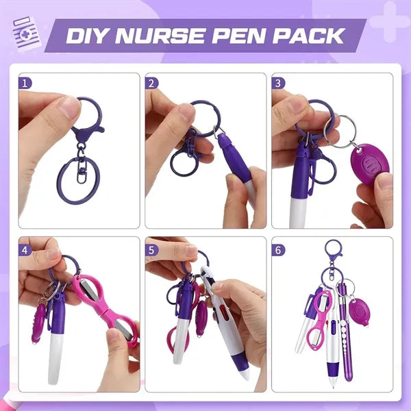 6in1 Retract Ballpoint Flashlight Scissors Marker Nurse