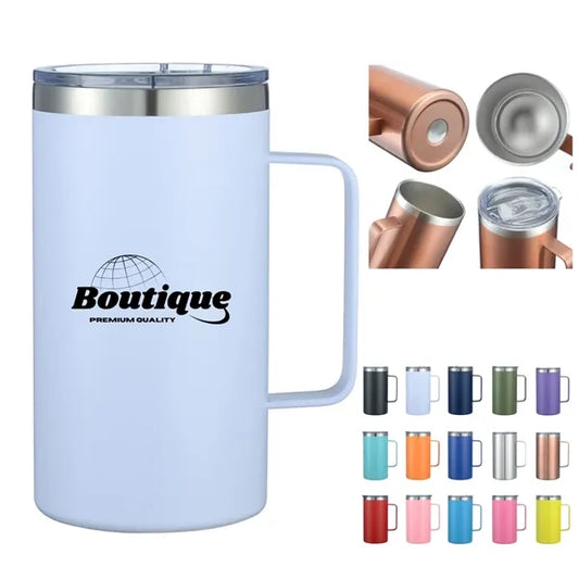 Stainless Steel Insulated Mug With Handle And Lid
