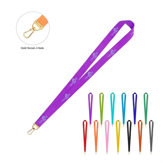 3/4" Sublimation Polyester Lanyard w/ Gold Swivel J Hook