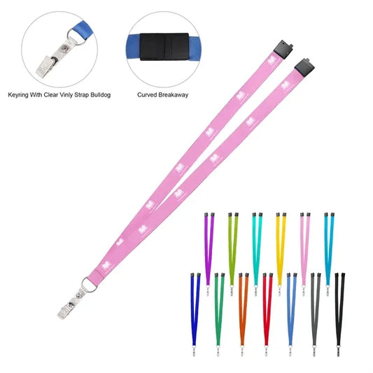 3/4" Polyester Breakaway Lanyard W/ Bulldog Clip W/Ring