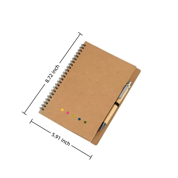 A5 Spiral Sticky Notes Notebook Custom Kraft Cover
