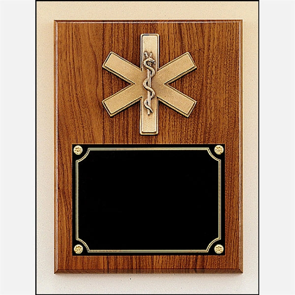 Walnut Plaque with Emergency Medical Casting 9x12