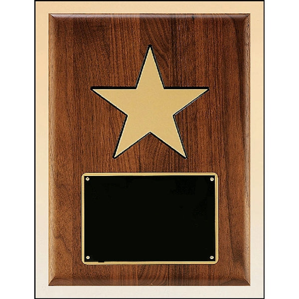 Walnut Plaque with 5" Gold Star 9x12